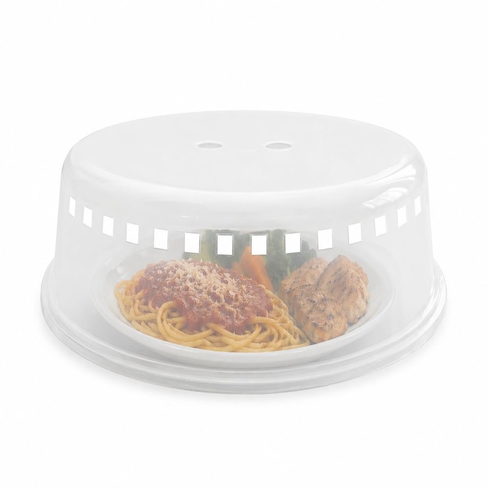 Microwave Plate Cover for Food Heating, 10.23" BPA-Free Splatter Guard Cover, Reusable Food Cover with Steam Vent, Fits Dinner Plates, Bowls & Dishes, Dishwasher Safe Kitchen Cover, 1 Pack