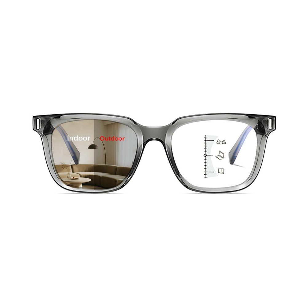 laureles Progressive Multifocal Reading Glasses for Women 1.75 Photochromic Square Multifocus Readers Men (C1, 0.00 Magnification)