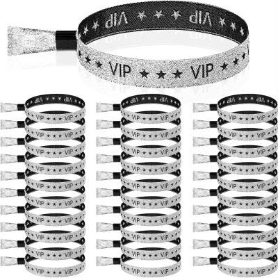 VIP Wristbands 50/100Pcs VIP Cloth Event Wristband Cloth Wristbands Armbands for Events Wedding Party Concerts Fairs Festivals Supplies for Wedding Concert Entrance Events(Silver,100pcs)