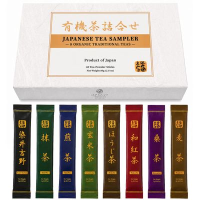YEDOENSIS KYOTO Japanese Tea Sampler - Organic Powders, 40 Sticks (2.8 oz)