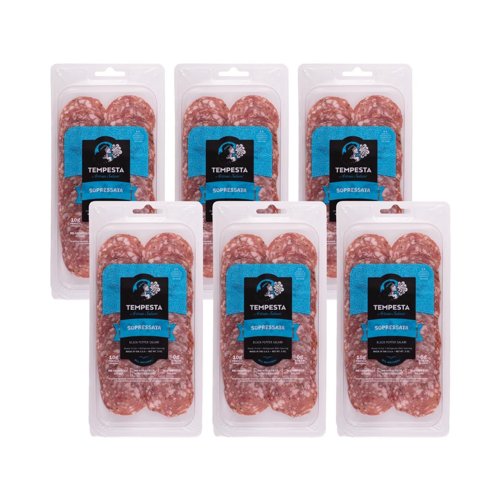 Tempesta SOPRESSATA Black Pepper Salami, 3 OZ (Pack of 6)