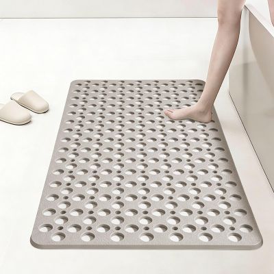 Non-Slip Shower Mat with Suction Cups,Hollow-Out Massage Bath Mat,Efficient Drainage No Water Accumulation,Ideal for Home Showers and Bathrooms(Brown,90x60cm/35.4x23.6in)