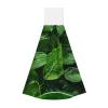 ChenGua 1 PC Kitchen Hand Towels with Hanging Loop,Green Leaf Nature Print Coral Fleece Absorbent Dish Cloths, for Home Bathroom view 1