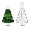 ChenGua 1 PC Kitchen Hand Towels with Hanging Loop,Green Leaf Nature Print Coral Fleece Absorbent Dish Cloths, for Home Bathroom view 2