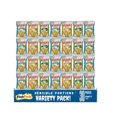 SensibIE Portlons Veggie Straws Variety Pack 30 Individually Wrapped Snack Packs, On-the-Go, Gluten-Free, Healthy Vegetable Snack