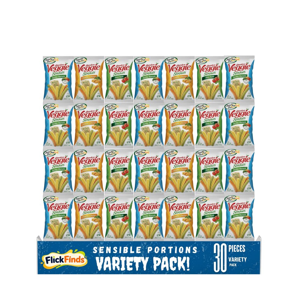 SensibIE Portlons Veggie Straws Variety Pack 30 Individually Wrapped Snack Packs, On-the-Go, Gluten-Free, Healthy Vegetable Snack
