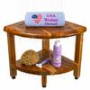 EcoDecors Teak Corner Shower Bench 13" with Shelf Waterproof Bathroom Stool, Adjustable Non-Slip Feet view 1