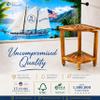 EcoDecors Teak Corner Shower Bench 13" with Shelf Waterproof Bathroom Stool, Adjustable Non-Slip Feet view 2