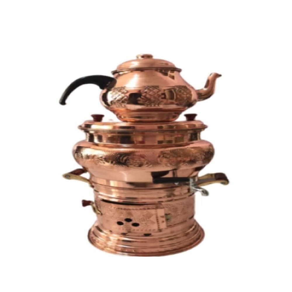 Copper Wood Coal Samovar 7 Lt with Teapot Gift