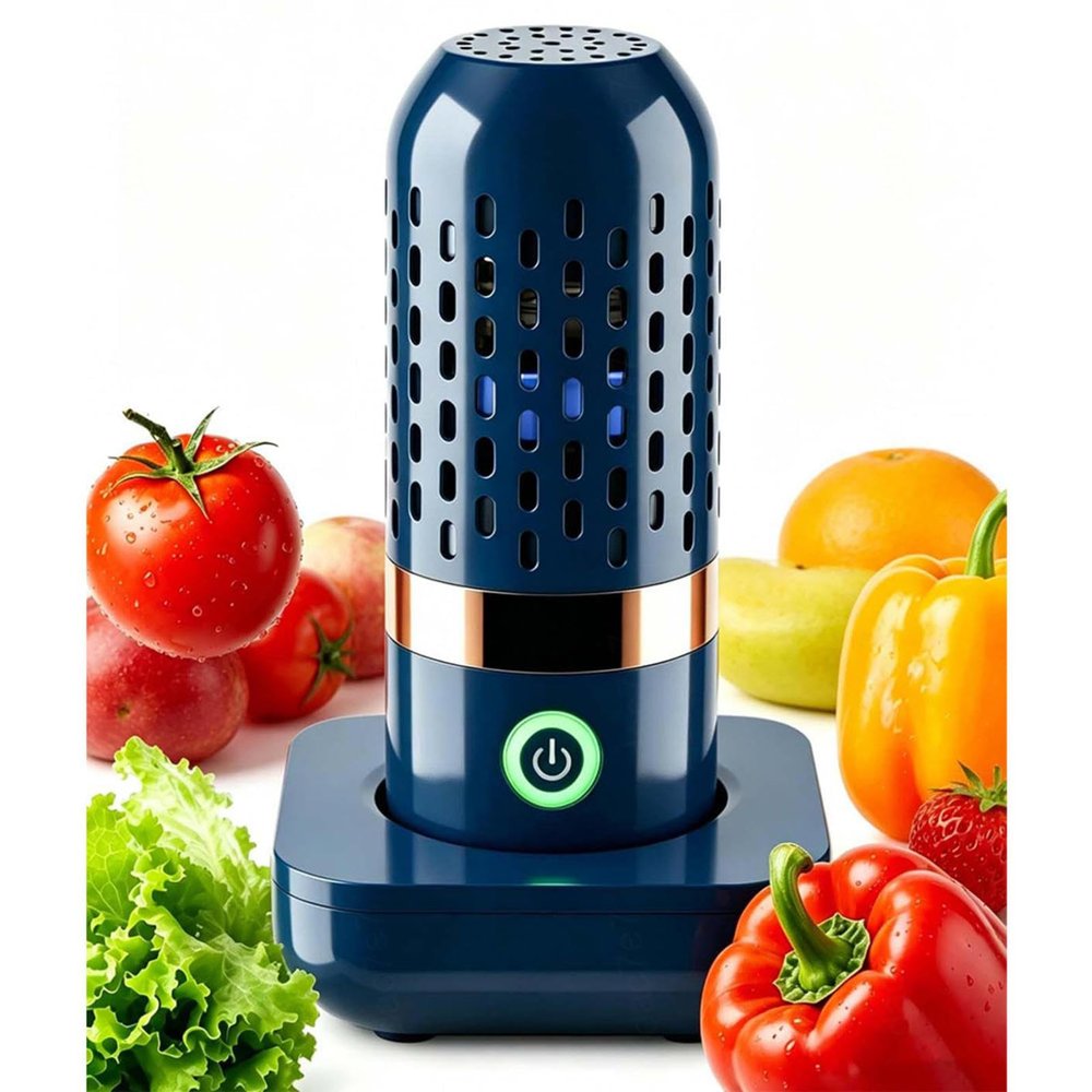 Fruit and Veggie Washer with Oh-Ion Technology, Wireless Charging, for Fruits,Veggies,Meat,Rice and Utensils, (Blue)