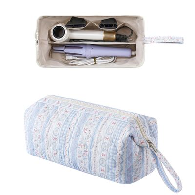 RSRSLEII Large Quilted Hair Tools Travel Bag with Removable Divider, Cute