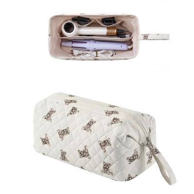 RSRSLEII Large Quilted Hair Tools Travel Bag with with Bear Pattern,Divider