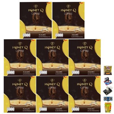 HoneyQCoffee Coffee Mix Healthy 39 in 1 10 Sachets/Pack (150g) Roasted Snack Good Shape Delicious Mellow Intense Arabica Set 8 By Beautygoodshop [Get Free For You Beauty Gifts]