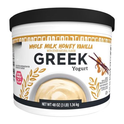 Honey Vanilla Whole Milk Greek Yogurt, Thick and Creamy Greek Style Yogurt, Made with Whole Milk, Sweet Honey and Vanilla Flavor, High Protein Cultured Dairy Snack and Breakfast Option, 48 OZ Tub TOTAL NET WT [ 48 OZ , 3 LB ]