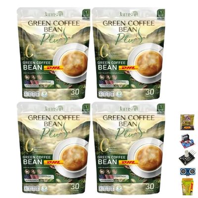 Roasted Snack Delicious Mellow Intense JamsaiGreenCoffeeBean Coffee Mix Healthy 26 in 1 Arabica 300 grams (30 Sachets) (of 4) By Beautygoodshop [Get Free For You Beauty Gifts]