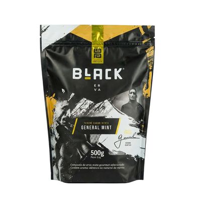 BLACK ERVA - Brazilian Yerba Mate Terere - Selected Herbs - Longlast Flavor - 17.637 OZ (500g) (General Mint)