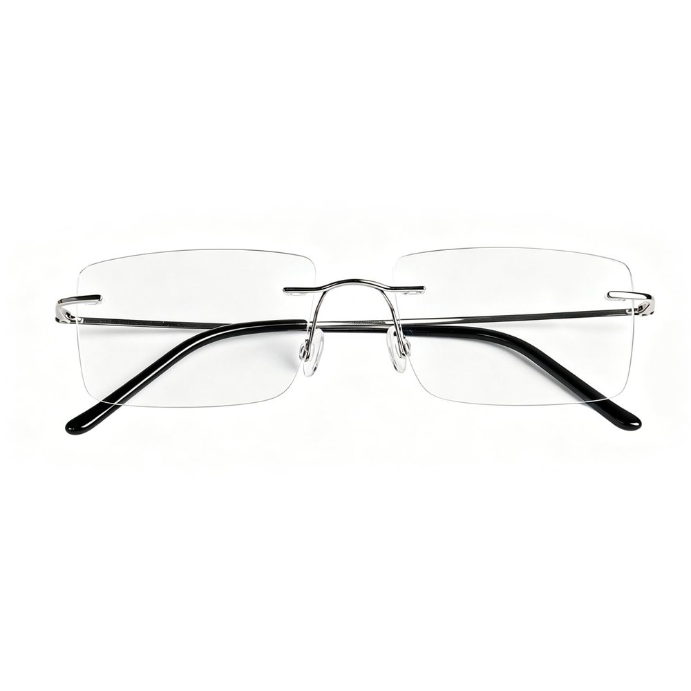 WEMOOTANTS Frameless Titanium Reading Glasses 2.0 Men Women Blue Light Blocking Readers 2.00 (Gun)