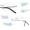 WEMOOTANTS Frameless Titanium Reading Glasses 2.0 Men Women Blue Light Blocking Readers 2.00 (Gun) view 3