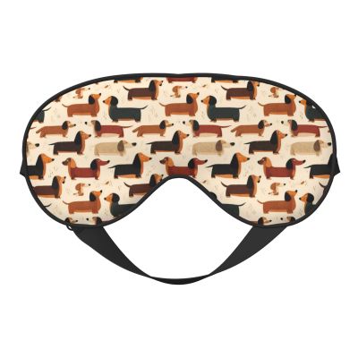Moxquju Dachshund Dogs (2) for Double Sided Soft Eye Mask, Adjustable Light Blocking Travel Eye Mask