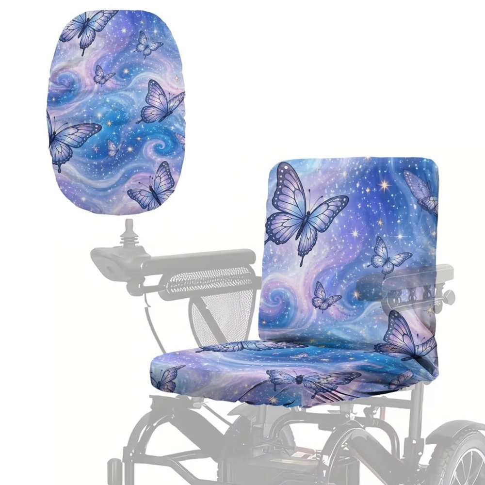 Cxdvotvy Butterfly Galaxy Print Electric Wheelchair Seat Cushion Cover, Universal Fit Mobility Scooter Cover, Easy to Install Mobility Scooter Seat Protector