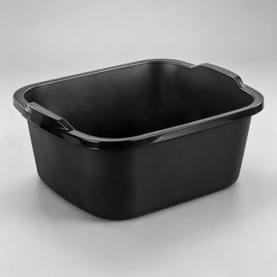 18 Qt Black Dishpan, Multi-Purpose Plastic Wash Tub with Dual Built-in Handles, Fits Standard Sink for Kitchen Soaking Camping Storage