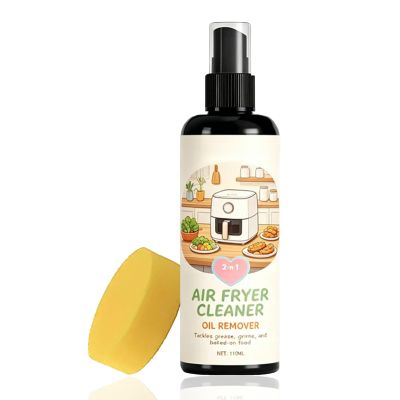 2-in-1 Air Fryer Cleaner and Degreaser Spray, Grease Air Fryer Cleaner Spray, Removes Grease, Grime, Oil & Baked-On Food, Includes Sponge, Fast-Acting, Residue-Free (3)