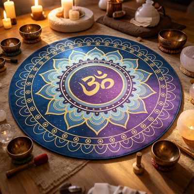 THYXGS 120cm/160cm Lotus Round Meditation Mat, 47.2"/63" Indoor Living Room Decor Rug, Portable Seat Cushion, Shock-Absorbing and Noise-reducing, for Meditation, Game A 120cm