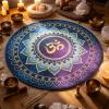 THYXGS 120cm/160cm Lotus Round Meditation Mat, 47.2"/63" Indoor Living Room Decor Rug, Portable Seat Cushion, Shock-Absorbing and Noise-reducing, for Meditation, Game A 120cm view 1