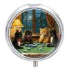Cats Playing Mahjong Small Pill Case Portable Mini Travel Pill Container Compact Daily Storage Boxes 3 Compartments Suitable Wallets Pockets Handbags Vitamins Supplements view 1