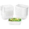 Chewtoyo 25 Pcs Kraft Paper Bowls with Clear Lids, 22 oz Disposable Food Containers, White Rectangular Treat Bowls for Soup, Snacks, Sushi, Hot and Cold Takeout, Microwave Safe view 1