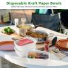 Chewtoyo 25 Pcs Kraft Paper Bowls with Clear Lids, 22 oz Disposable Food Containers, White Rectangular Treat Bowls for Soup, Snacks, Sushi, Hot and Cold Takeout, Microwave Safe view 3
