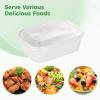 Chewtoyo 25 Pcs Kraft Paper Bowls with Clear Lids, 22 oz Disposable Food Containers, White Rectangular Treat Bowls for Soup, Snacks, Sushi, Hot and Cold Takeout, Microwave Safe view 4