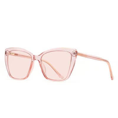 Murddoa Rose Tinted Cat Eye Fluorescent-41 Migraine Glasses for Light Sensitivity and Photophobia,Indoor/Outdoor LED Eyewear (25% Tinted,Pink Frame)