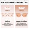 Murddoa Rose Tinted Cat Eye Fluorescent-41 Migraine Glasses for Light Sensitivity and Photophobia,Indoor/Outdoor LED Eyewear (25% Tinted,Pink Frame) view 3