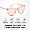 Murddoa Rose Tinted Cat Eye Fluorescent-41 Migraine Glasses for Light Sensitivity and Photophobia,Indoor/Outdoor LED Eyewear (25% Tinted,Pink Frame) view 4