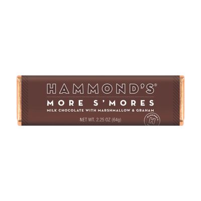 Hammond's Candies More S'more Milk Chocolate Bar - Gourmet Chocolate Bar with Marshmallows & Graham Cracker Bits - Individually Wrapped Gourmet Candy with Certified Kosher - 2.25 Oz