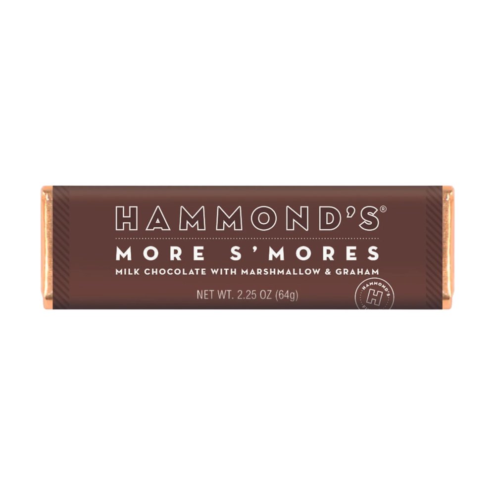 Hammond's Candies More S'more Milk Chocolate Bar - Gourmet Chocolate Bar with Marshmallows & Graham Cracker Bits - Individually Wrapped Gourmet Candy with Certified Kosher - 2.25 Oz