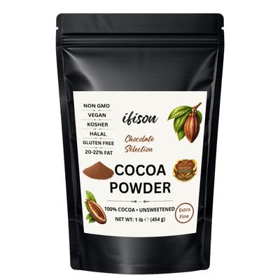 ifison Cocoa Powder Unsweetened Dutch Processed Extra Fine 1 lb (454 g)