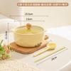 Ceramic wd instant noodle bowl with lid household fresh and exquisite personality-set of 3-wd beige view 2