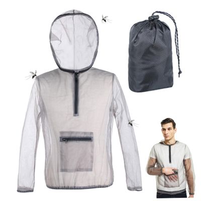Striegro Mosquito Jacket Mesh Midge Jacket with Hood Size XL Breathable Mesh Midge Net Clothing for Men & Women Fishing, Hiking, Camping Outdoor Protection from Flies..