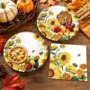 Xjoviative 50Pcs Sunflower Plates and Napkins Party Supplies, Disposable Sunflower Plates Napkins Tableware Set for Summer Fall Baby Shower Bridal Shower Wedding Birthday Party Decorations view 4
