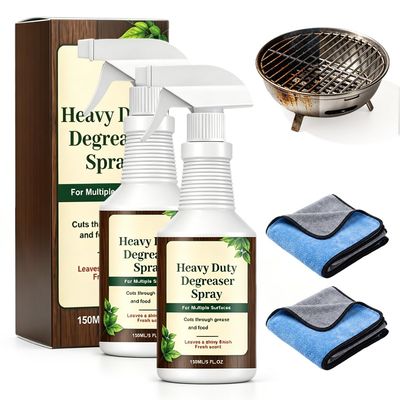 Mintiml Heavy Duty Degreaser Spray, Fast-Acting Grease Remover for Grill, Stovetop, Oven, Countertops and Appliances, Multipurpose Kitchen Cleaner (2 Set, Cleaner+Cloth)