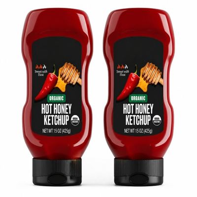 Organic Hot Honey Ketchup, Sweet & Spicy Gourmet Tomato Ketchup with Organic Honey and Chili Non-GMO, No High Fructose Corn Syrup, Gluten-Free- 15 oz (Pack of 2)