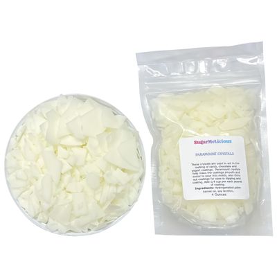 SugarMeLicious Paramount Crystal Flakes, Perfect for Melting Carob, Chocolate, & Yogurt Coatings, Smooth, Easy Pouring for Dipping & Molding (White, 8oz)