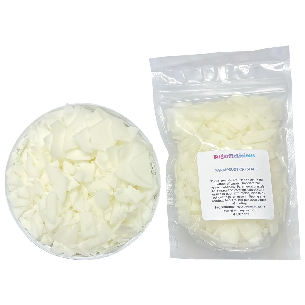 SugarMeLicious Paramount Crystal Flakes, Perfect for Melting Carob, Chocolate, & Yogurt Coatings, Smooth, Easy Pouring for Dipping & Molding (White, 8oz)