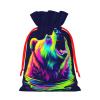 Nuzjahu Howling Bear For Christmas Drawstring Gift Bags, 8.3"x11.8" Holiday Gift Wrapping Bag For Xmas Holiday Present Wrapping & Festival Party Supplies view 2