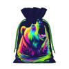 Nuzjahu Howling Bear For Christmas Drawstring Gift Bags, 8.3"x11.8" Holiday Gift Wrapping Bag For Xmas Holiday Present Wrapping & Festival Party Supplies view 2