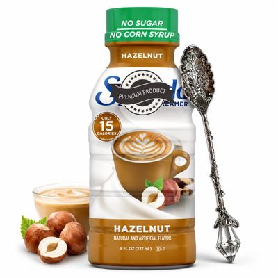 Hazelnut Coffee Creamer, 8 fl oz Bottle, No Sugar, No Corn Syrup, Flavored Liquid Creamer for Hot or Iced Coffee with Dumbass Coffee Gem Spoon