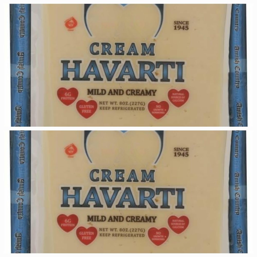 Amish Cream Havarti Cheese, Traditional Amish Style Havarti Cheese with Rich Creamy Texture, Semi Soft Cheese for Cheese Boards, Sandwiches, Melting, Snacking, Entertaining, Family Meals and Gourmet Recipe Preparation, Pack of 2, 8 OZ Each TOTAL NE