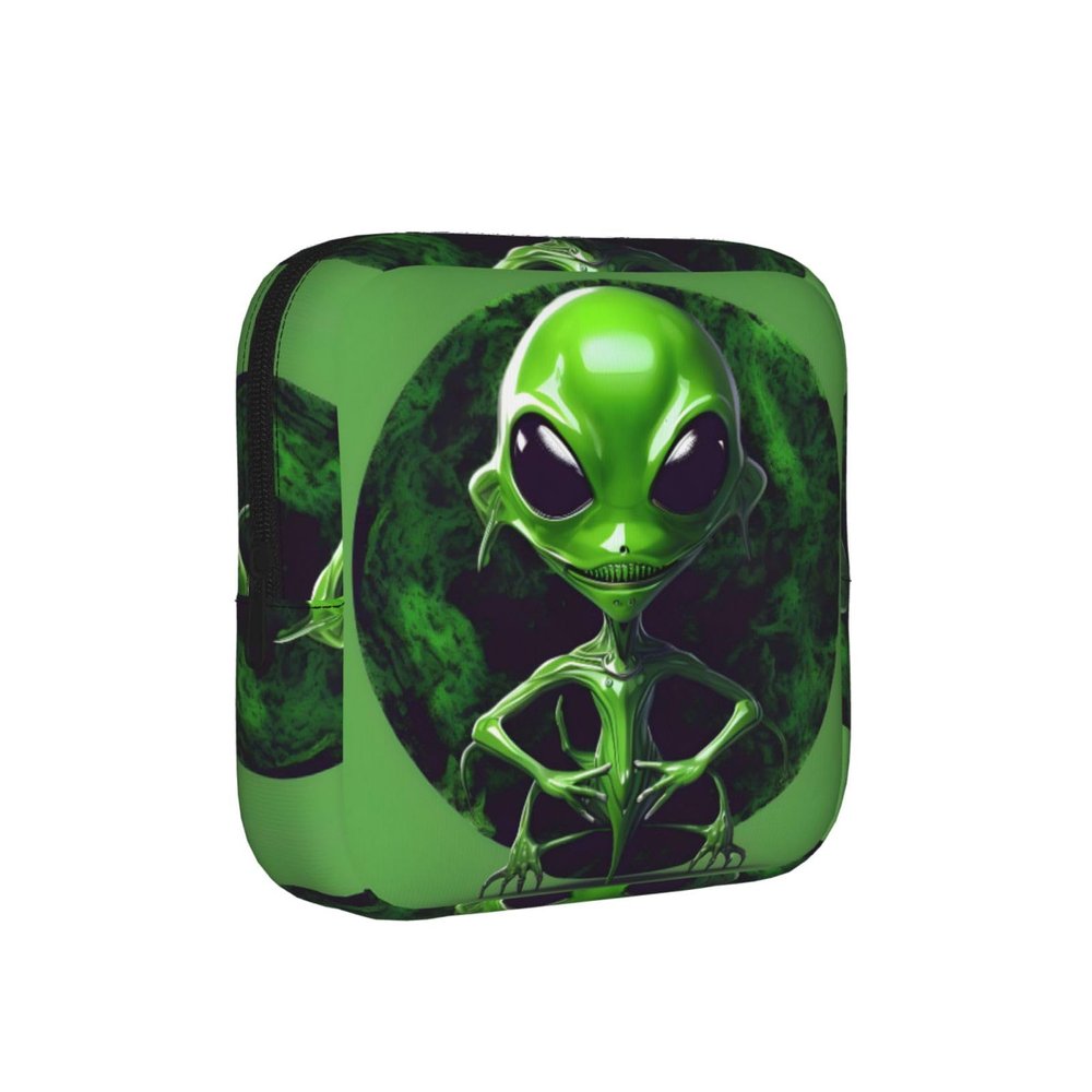 Green Alien Print Multifunctional Storage Bag Pad Bag Skin-Friendly Period Pouch Reusable Tampon Bag for Female